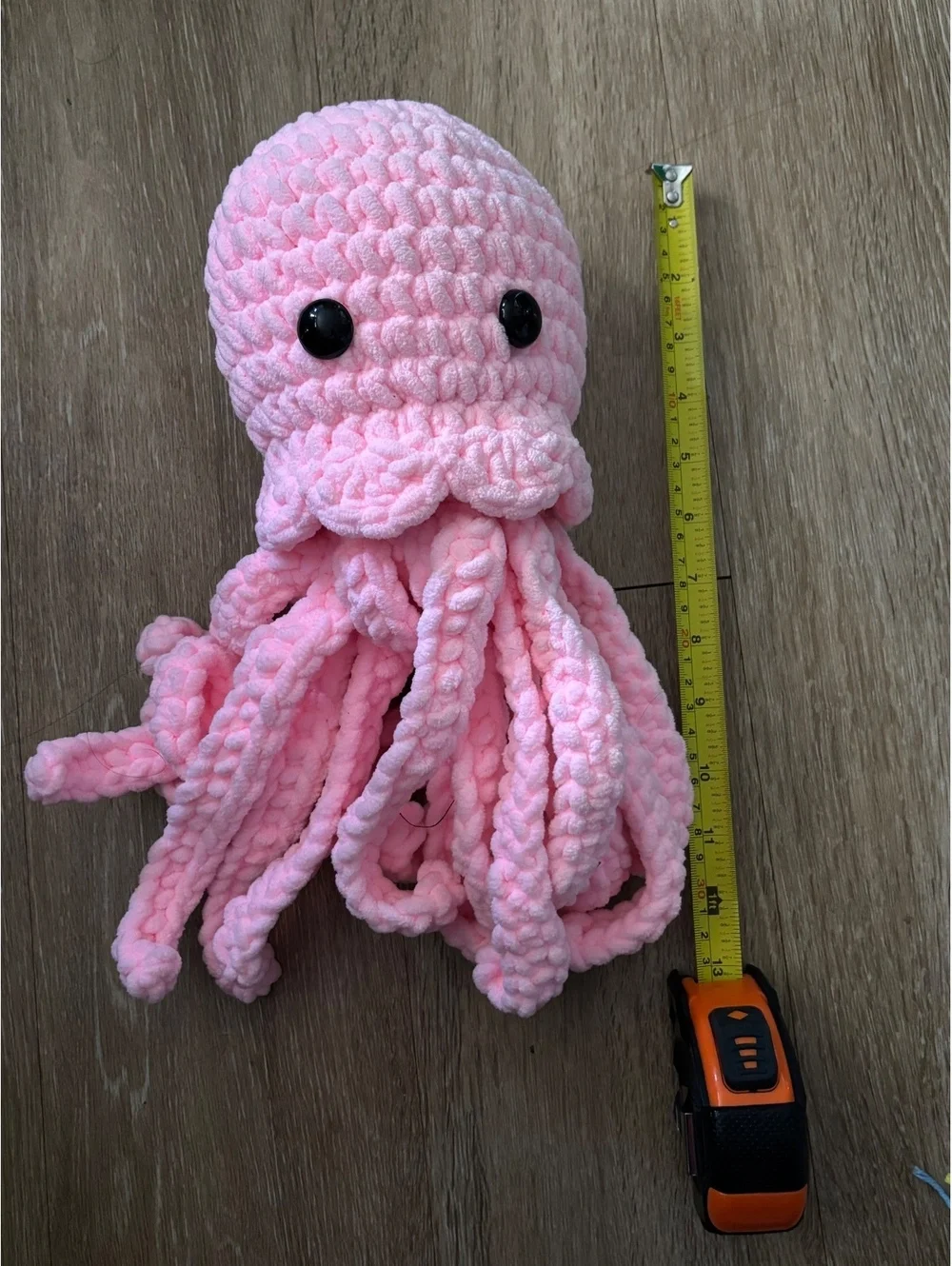 Handmade Crochet Pink Octopus Chenille Stuffed 12” d48